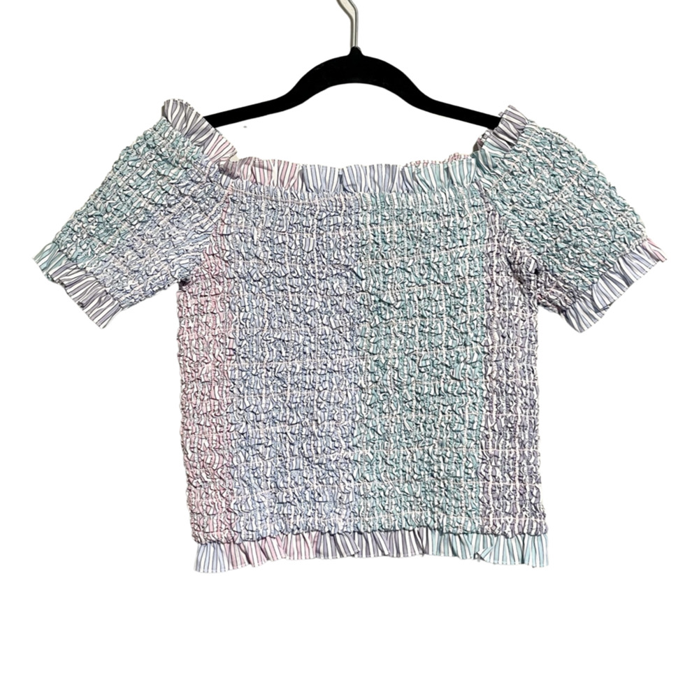 Petersyn x Revolve Smocked Top Off the Shoulder Top BRAND NEW Rainbow Pastel